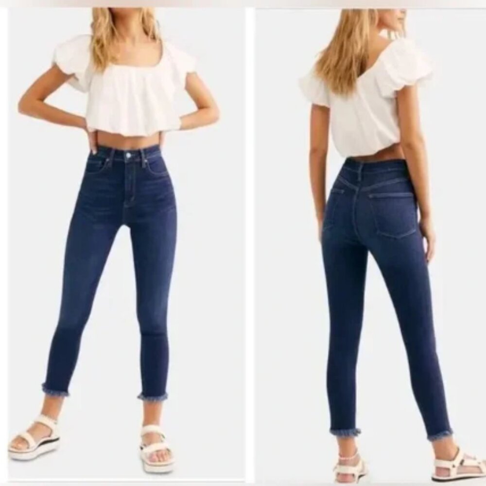 Free People | High-Rise Crop Jeans | Raw Hem (354)